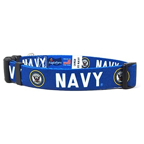 Dog Collar | Navy | Military | Xtra Large, Large, Medium, Small, Extra Small | Made in USA | Gift for Sailor Cover