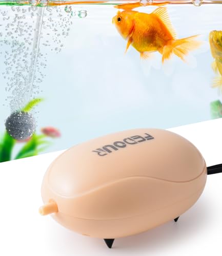 FEDOUR Mini Aquarium Air Pump, Quiet Fish Tank Oxygen Pump with Single Outlet, Aquarium Air Bubbler with Complete Accessories for up to 20gallon Fish Tanks, Betta Tanks, Shrimp Tanks
