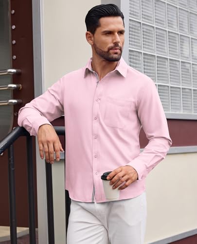 Lion Nardo Oxford Shirts for Mens Long Sleeve Dress Shirts Business Casual Button Down Shirts Untucked Shirts for Men