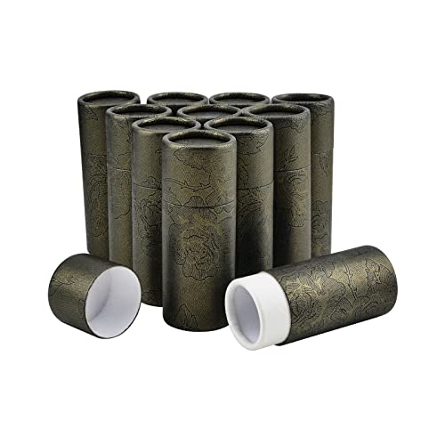 WANDIC Dark Gold Kraft Paperboard Tubes, 10Pcs Round Kraft Paper Containers for Tea Coffee Crafts Gift Packaging Non-Push (20ml)