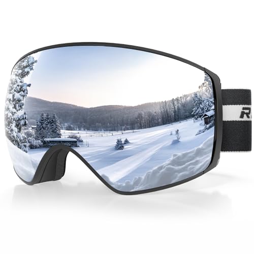 RIOROO Pro Ski Goggles for Men Women, Magnetic With Detachable Anti-Fog Lens, 100% UV Protection, OTG