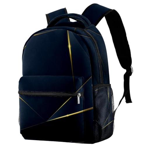 Sac à dos d'école bleu foncé et doré pour adolescents et filles