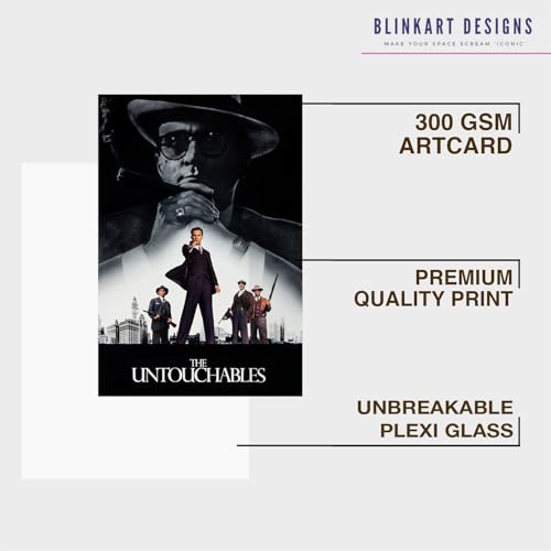 Image of BLINKART Tthe Untouchables (1987) Movie Poster Frame 8x12 Inch | Premium 300 GSM Paper Wall Print | Vintage Film Artwork for Home, Bedroom, Living Room, Office | Framed Photo Decor