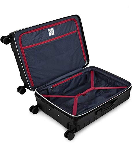 Image of Tommy Hilfiger Hummer Hardsided Luggage Trolley Bag for Travel - 77cms, Black Large Size 8 Wheel Unisex Bag