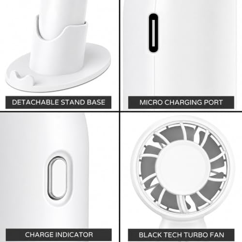 Image of Gismo Mini Portable Handheld Fan, High-Capacity Rechargeable 500mh Battery Powered Personal Fan with 3 Adjustable Speeds, Quiet Small Desktop Fan with Removable Base for Travel, Office, Outdoor & Home