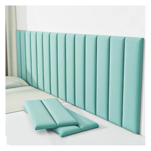 DECAKE Upholstered Wall Panels Self-Adhesive Wall Stickers, Anti-Collision Headboard Decoration Padding for Playroom Bedroom(Light Blue,70x23cm-12pcs)