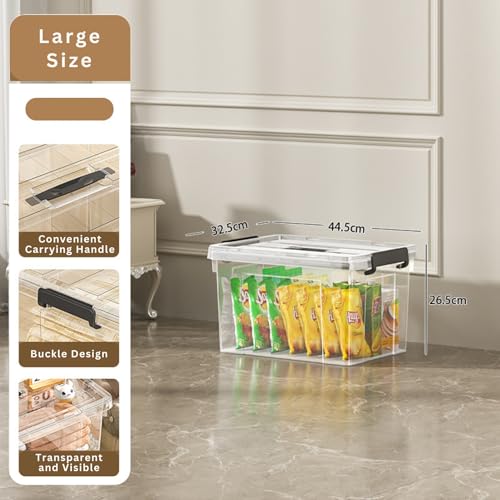 Image of HoopVool Clear Plastic Storage Box, with Locking Lid and Handles, Storage Container with Heavy Duty Latches to Organize Bin for Home, Kitchen, Office & Garage. (Pack of 2, Large)