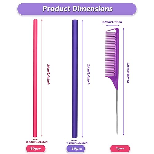ZOCONE 40PCS Flexi Rods for Hair Thick 80mm+120mm Foam Hair Rollers for Long Hair Satin Heatless Curlers Bendy Foam Hair Rollers for Short Medium Long Hairstyles (Pink - Image 2