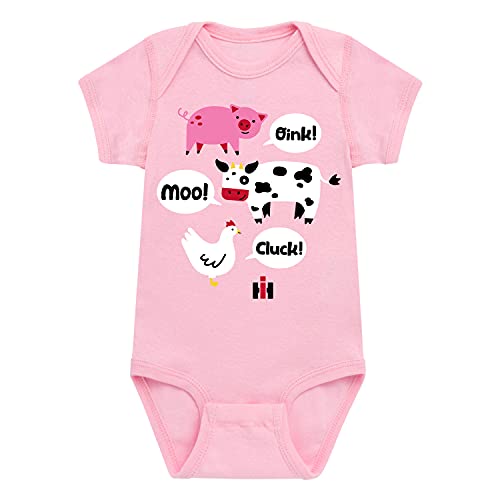 Case IH Farm Animal Noises - Infant Baby One Piece - Size 12 Months Light Pink