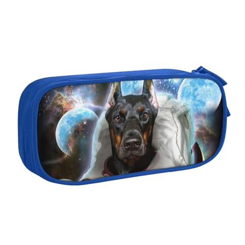 犬ペンケース 筆箱 文具ケース おしゃれ 筆袋 鉛筆ケース 鉛筆のサック 中高校生 軽量 収納バッグ 学生 子供 誕生日 入学ギフト 大容量 ダブルレイヤーBlue