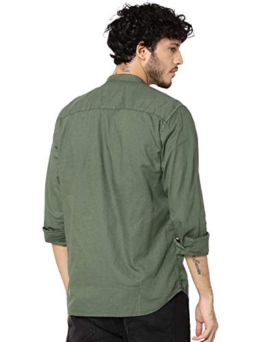 Image of JACK & JONES Mens Mao Collar Solid Shirt