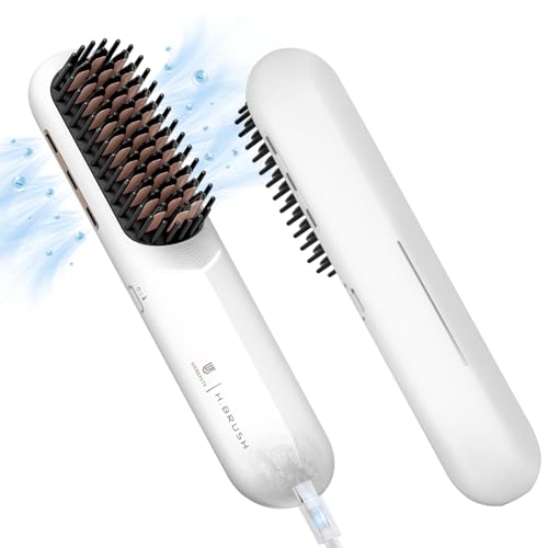 webeauty Cepillo Alisador de Pelo Inalambrico, 200 Millones de Iones Negativos Cepillo Pelo Portátil, Peine Alisador de Cabello Recargable con Cable de Carga Tipo C para Viajar, Blanco webeauty Cepillo Alisador de Pelo Inalambrico, 200 Millones de Iones Negativos Cepillo Pelo Portátil, Peine Alisador de Cabello Recargable con Cable de Carga Tipo C para Viajar, Blanco
