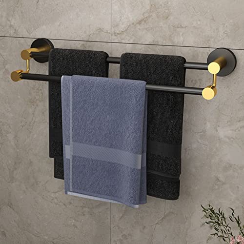 Rack de serviette en alliage en aluminium double barre de douche dorée