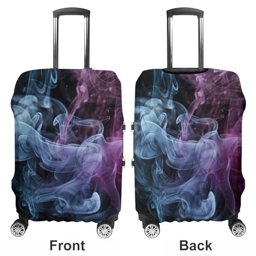 Blue And Purple Smoke Elastic Luggage Cover Suitcase Protector for 19-32 Inch Suitcases | Universal Stretchable Travel Bag Cover | Anti-Scratch, Washable with Zipper Closure XL3