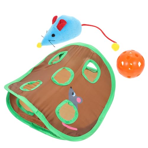 Veemoon Katzentunnel mit Neun Löchern aus Langlebigem Material Interaktives Katzenspielzeug mit Maus Design für Drinnen Beschäftigungsspielzeug zur Katzenförderung