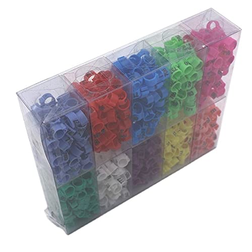 HUFFA 1000 Pz Plastica Uccello Gamba Piede Anello 10 Colori Quaglia Pappagallo Pollo Digitale Anelli di Piccione Piccioni Portare Strumenti con Numero Clip di Uccello