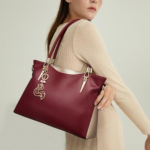 Image of FOXLOVER Soft Genuine Leather Medium Purses for Women Tote Bag Handbags with Top-handles Shoulder Satchel Purse