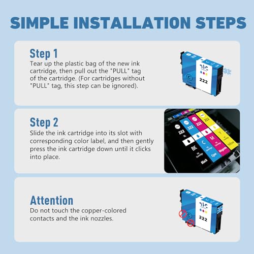 222XL Ink Cartridges Combo Pack Remanufactured Replacement for Epson 222 222XL Ink Cartridges T222 T222XL Use with Epson Expression Home XP-5200 Workforce WF-2960 Printer (4 Pack BK/Y/M/C) - Thumbnail 5