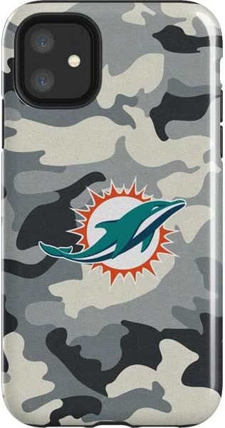 Vista 7 de Skinit Impact Phone Case Compatible with iPhone 11 - Officially Licensed NFL Miami Dolphins Black & White Design