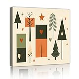 モダンスカンジナビアの森のキャンバスプリントスターラブハート抽象的なツリーウォールアートポスターリビングルームベッドルームの壁の装飾80x80cmインナーフレームを吊るす準備ができています