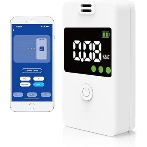 Breathalyzer-Professional-Grade-Accuracy-Portable-Alcohol Breathalyzer Tester Personal Breathalyzers with Digital and Memory Function for Home Party Use White Cover