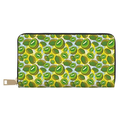Portefeuille fin en cuir Novastar Kiwi Fruits zippé d'été pour homme