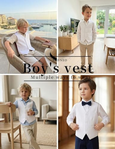 Image of Boys Formal Suit Vest Kids 3 Button Adjustable Back Strap Toddler Vests