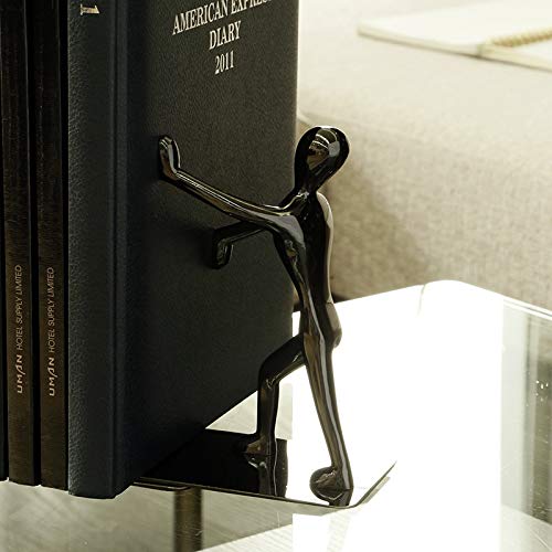 Kung Fu Man, fermalibri in acciaio inox, alla moda, resistente, organizer per libri, per scuola, casa, ufficio, biblioteca, regali per letteri (Nero)