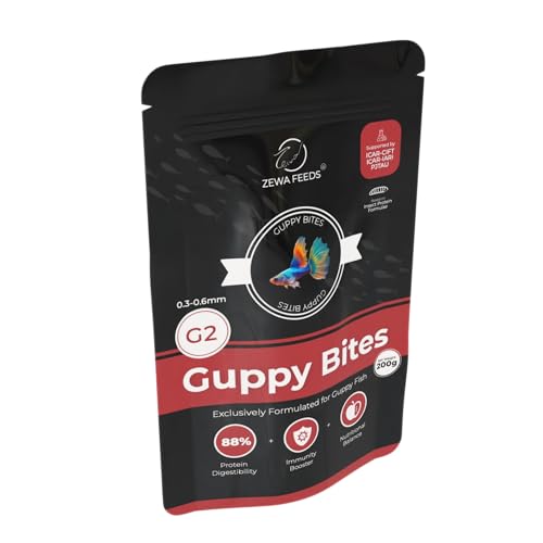 Image of Guppy Bites 200G | High Protein Fish Food for Guppy & Small Fish | Micro Pellets 0.3-0.6 mm | 88% Digestibility | Rapid Growth & Vibrant Color