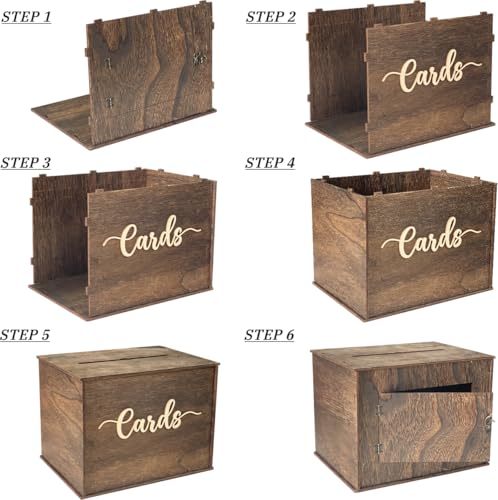 Image of Cregugua Large Card Box 12 inchx 9 inchx 9 inch Rustic Wooden Card box Gifts Card Box for Wedding Birthday Baby Shower Graduation Party