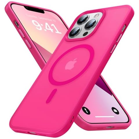 Maozis Magnetic for iPhone 12 Case/iPhone 12 Pro Case, [Compatible with Magsafe] [Military Grade Drop Protection] Protective Shockproof Translucent Matte Slim Phone Case for iPhone 12/12 Pro, Hot Pink Cover