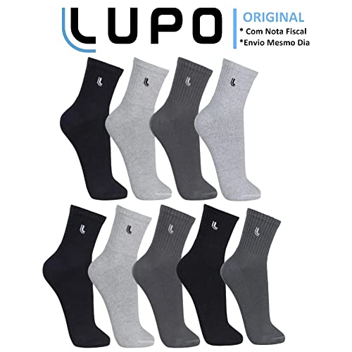 Kit 09 Pares Meia Lupo Sport Cano Médio Algodão Adulto