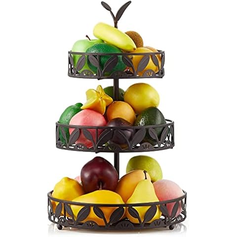 Ouseen 3 Tier Fruit Basket for Kitchen, Fruit Bowl Holder, Detachable Fruit Storage Baskets Stand for Counters Kitchen Countertop Dining Table Cover