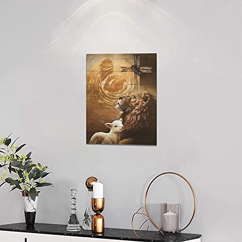 Jesus Lion And Lamb Canvas Wall Art Decor Gifts For Christian Lion Of Judah Religious Canvas Painting For Wall Easter Prints God Artwork Poster Framed Home Wall Decor For Church Living Room Bedroom #TOP2