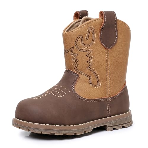 Apakowa Baby & Toddler Cowboy Boots for Boys Girls Infant Baby Cowboy Cowgirl Western Boots Round Toe All Seasons 6-36 Months (Infant/Toddler)