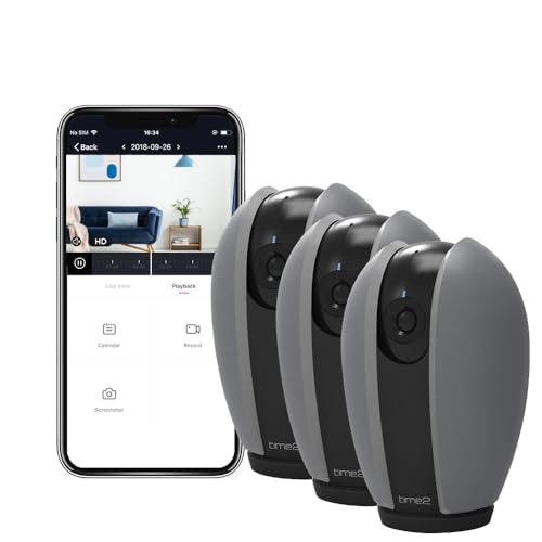 Time2 Olivia - Wifi Indoor Security Camera | 355° Motion Track | Alexa/Google, 2 Way Talk, SD/Cloud Storage | 1080P Baby Monitor Camera With App Control System | Pet, Dog & Elderly Cam At Home (3 Pcs)