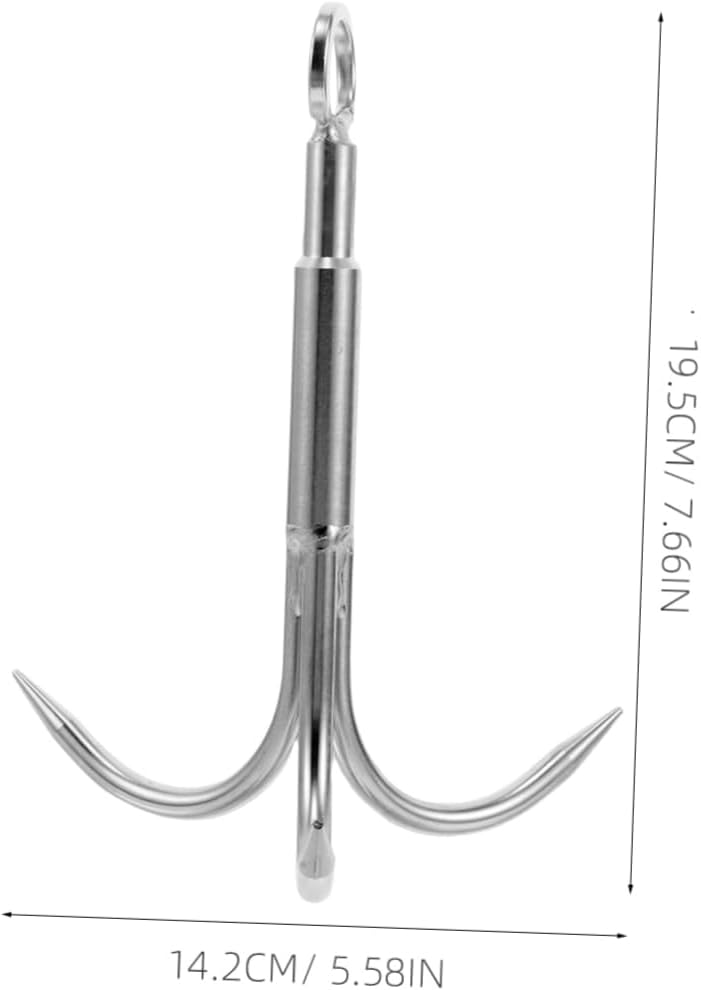 Outanaya Large Grappling Hook Pronged Design Stainless Steel Saltwater Hooks Boat Anchor Essential Fishing Gear