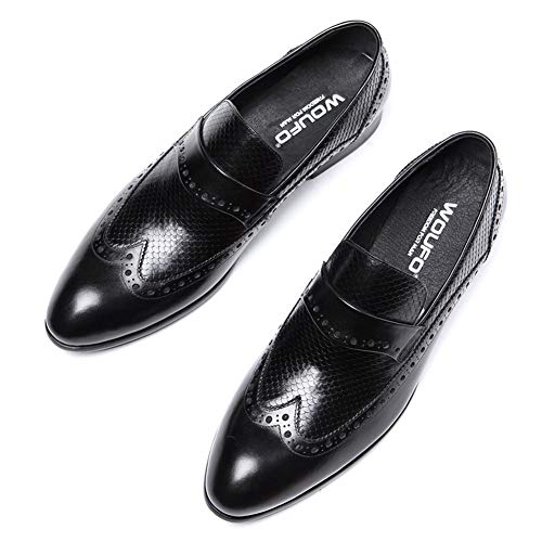 QZX Shoes Homme Cuir Chaussures Mocassins Oxfords Slip on Mariage Dressing Business Derbies Vintage Noir 38-44EU,Black,EU43/UK9 Cover