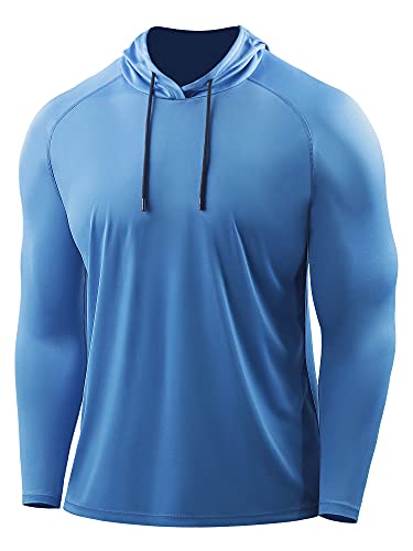 Cadmus Men'S Workout Long Sleeve Fishing Shirts Upf 50+ Sun Protection Dry Fit Hoodies,1 Pack,096,Light Blue,X-Large cover