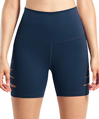 Matymats Running Shorts for Women 5 inches Athletic Shorts for Yoga Workout Gym (Navy Blue, Small)
