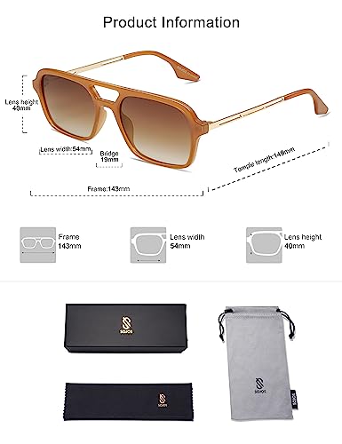 Image of SOJOS Vintage Polarized Aviator Sunglasses for Women Men 70s Retro Flat Narrow Rectangular Womens Glasses SJ2186