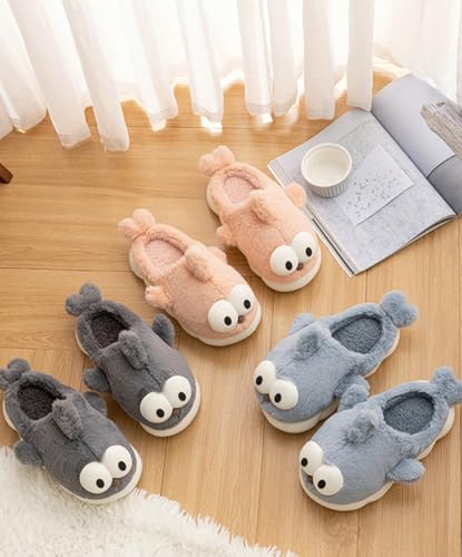 Cotton Slippers for Women Warm Cute Soft Thick-Soled Home Animal Slippers 2025 with Big Eyes for Men Winter4