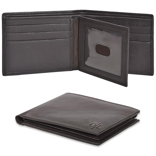 Oak Leathers Leather Wallet for Men - RFID Bifold Wallets with 9 Credit Cards 1 ID Window Slim Minimalist Front Pocket Gift For Men