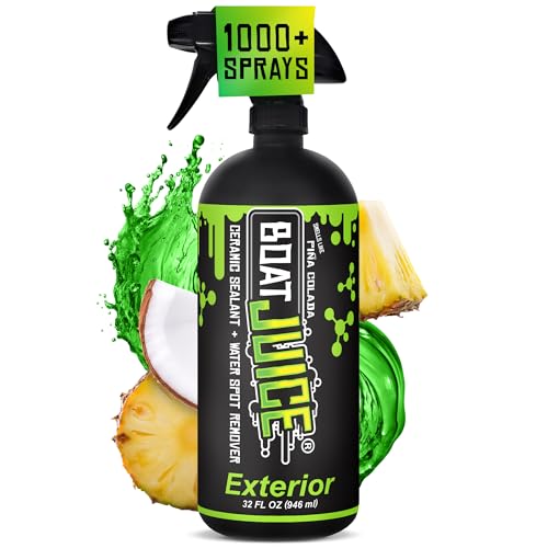 Boat Juice 2in1 Exterior Boat Cleaner & Protectant Spray | Water Spot Remover with SiO2 Ceramic Sealant | Pina Colada Scent | Marine Detailing & Boat Cleaning Supplies | Made in USA (32oz)