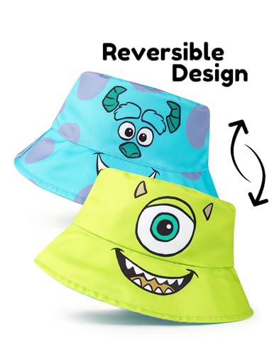 Disney Monsters Inc Kids Reversible Hat | Green Mike Wazowski & Blue Sulley Face | Sun Protection2