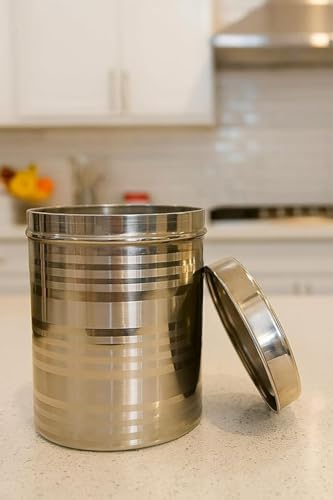 Image of Duodeno Stainless Steel Storage Container Set | 0.5kg / 1kg / 1.5kg / 2kg / 2.5kg Airtight Jar | Round Dabba Canister (5 Pices)