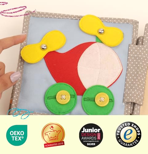 Jolly Designs Mini Quiet Book Peek-a-Boo, Montessori Toy from 6 Months, Promote Motor Skills & Sensory Perception - Image 3