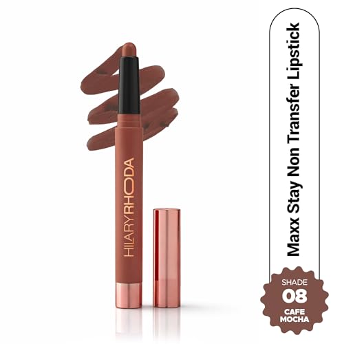 Image of Hilary Rhoda Maxx Stay Non Transfer Lipstick | Matte Finish & Transfer-Proof | 16-Hour Stay | Creamy Finish & Smudge Proof | Crayon Lipstick - 1.5g (Cafe Mocha - Shade 08)
