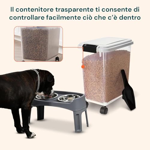 Dispenser Cibo Per Cani E Gatti – 18 Kg Con Chiusura Ermetica - 3