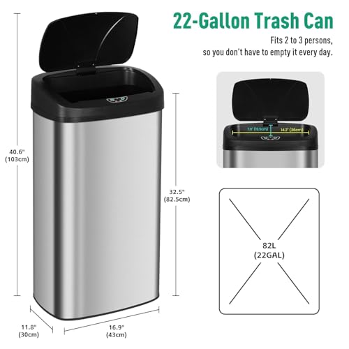 BLKMTY Caneca de Basura Sensor 22 Galones Acero Inoxidable miniatura 2